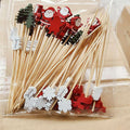 Festive Xmas Cocktail Picks - 50 Santa Claus Toothpicks