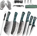 FULLHI Portable 12pc Butcher Knife Set with Bag - Versatile Kitchen