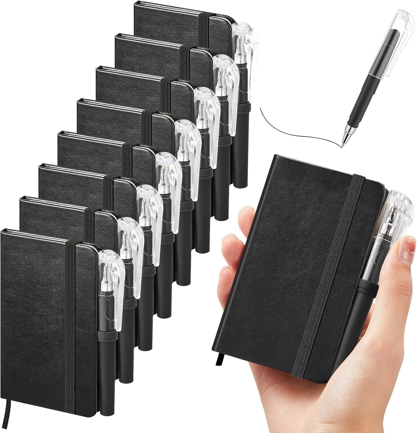 16-Piece Leather Mini Pocket Journal Set for Office - Qeeenar