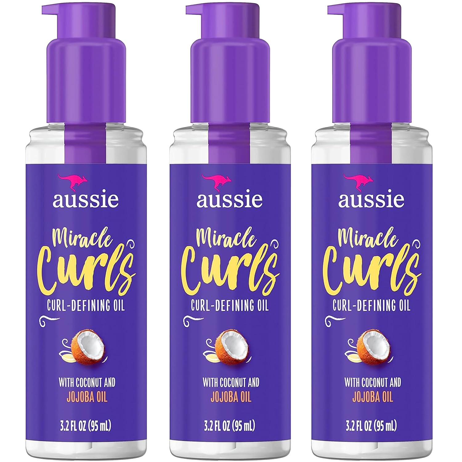 Aussie Miracle Curls Oil Trio, Hydrate & Define Curls!