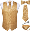 Silk Paisley Vest and Necktie Set with Bow Tie - Formal 6PCS