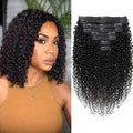 Clip In Extension 3C 4A Kinky Curly Full Head 14in - Natural Remy