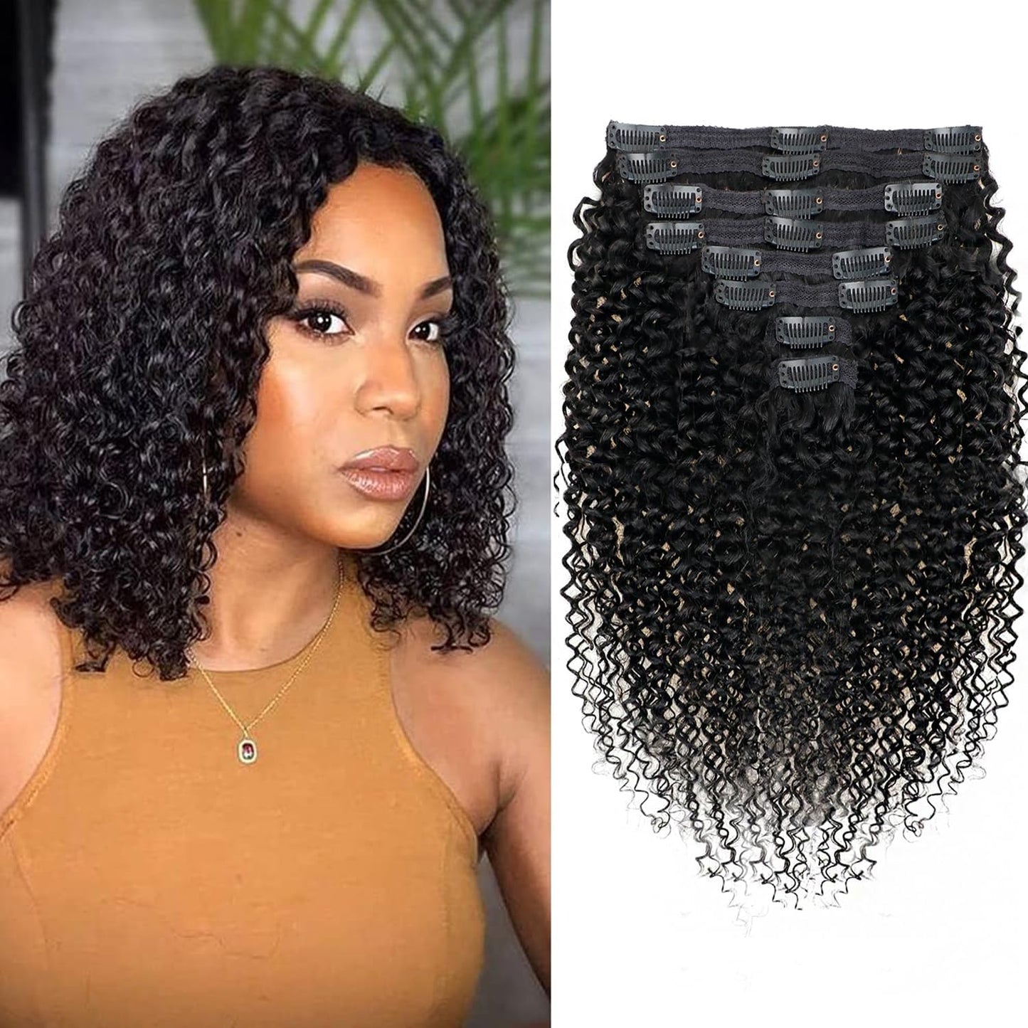 Clip In Extension 3C 4A Kinky Curly Full Head for Black Women