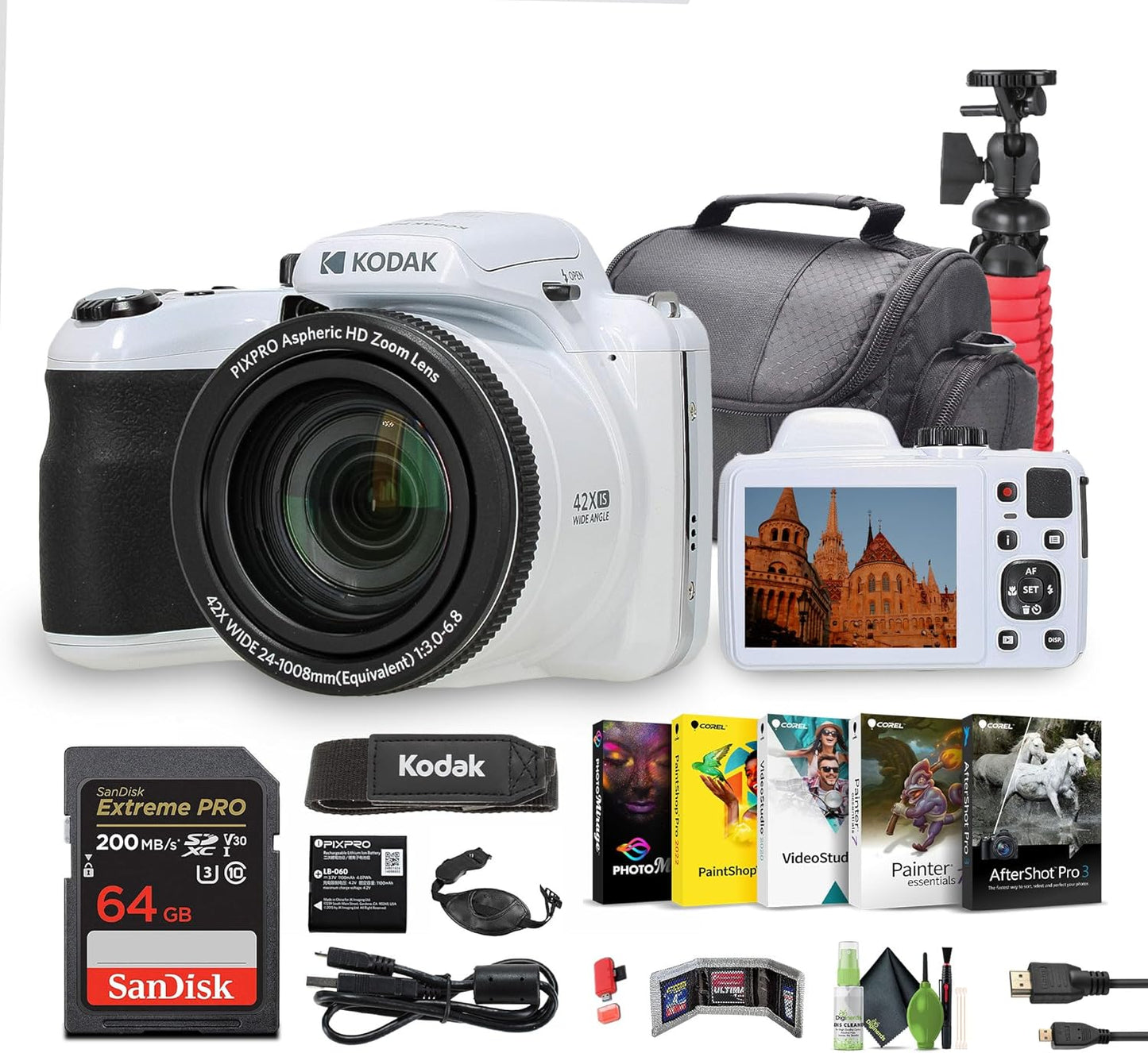 Kodak Vlogging Camera Bundle - 42X Zoom, 24mm Lens + Accessories