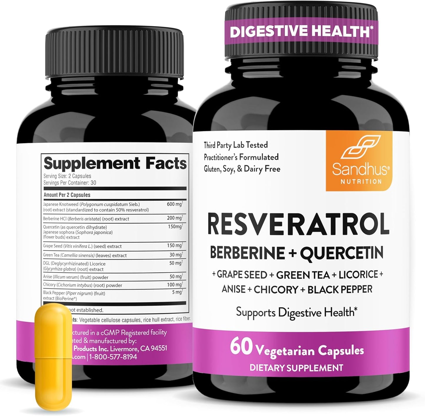 Sandhu's Resveratrol with Berberine for Gut Health Support