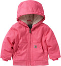 Carhartt Baby Girls Sherpa-lined Hooded Canvas Zip-up Jacket - Warm