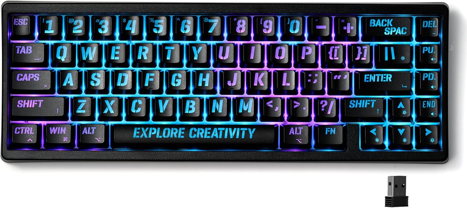 x XVX M67 Wireless 60 Percent Keyboard for Gaming and Work