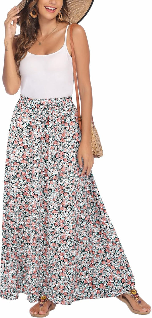 Bluetime Women Flowy Long Skirts for Summer Beach Style