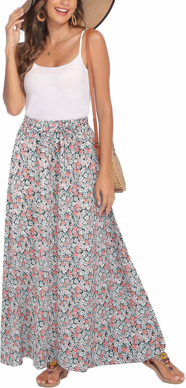 Bluetime Women Flowy Long Skirts for Summer Beach Style