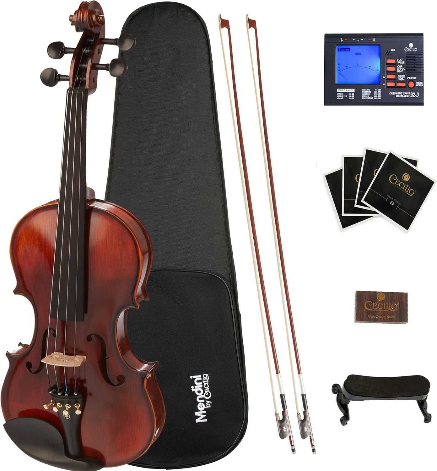 Mendini 4/4 Violin for Beginners - Premium Solid Wood Set