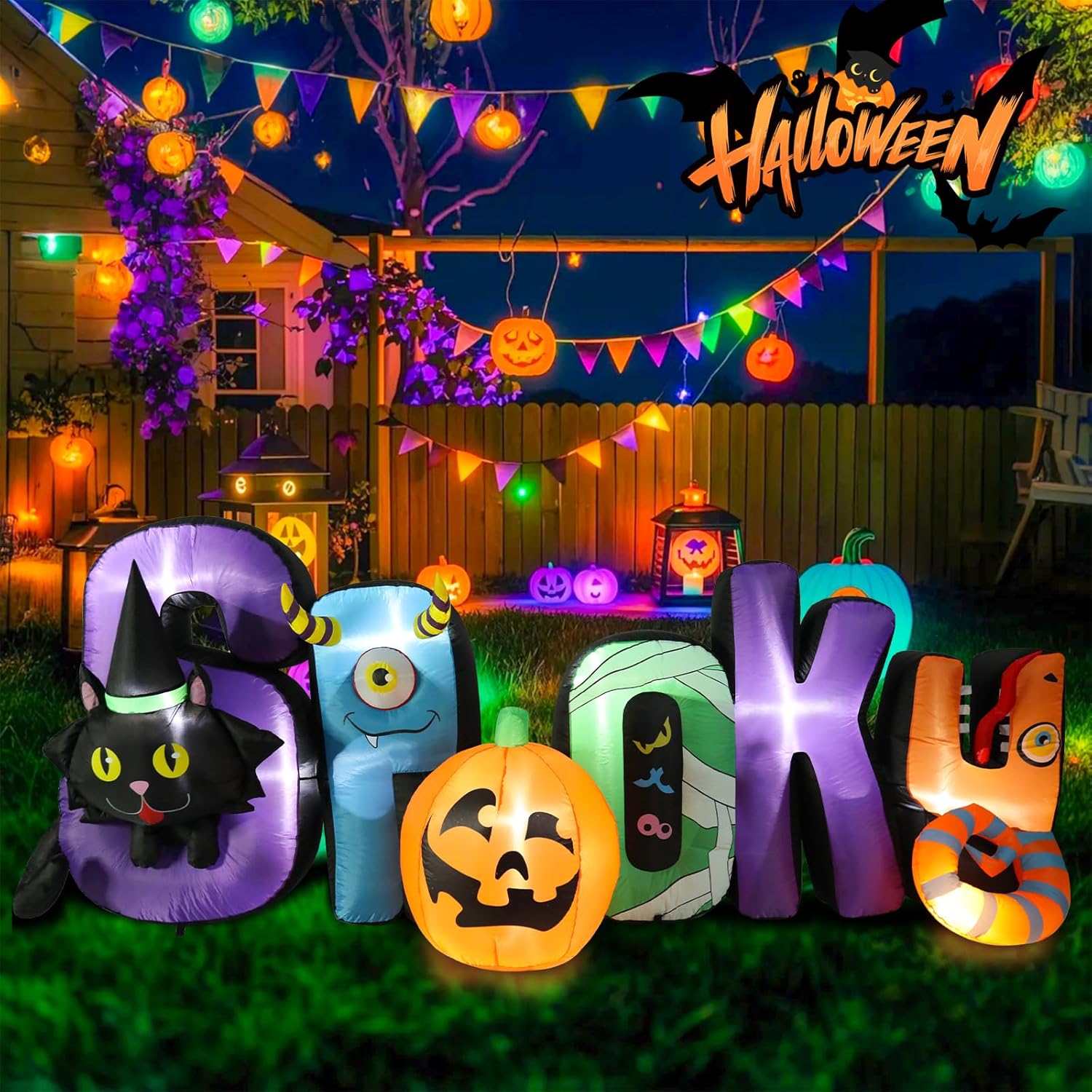 8.7 FT Long Halloween Inflatable Pumpkin Decoration for Yard
