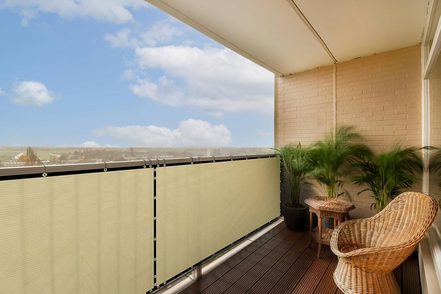 Beige Balcony Privacy Screen - 170 GSM - 3-Year Warranty