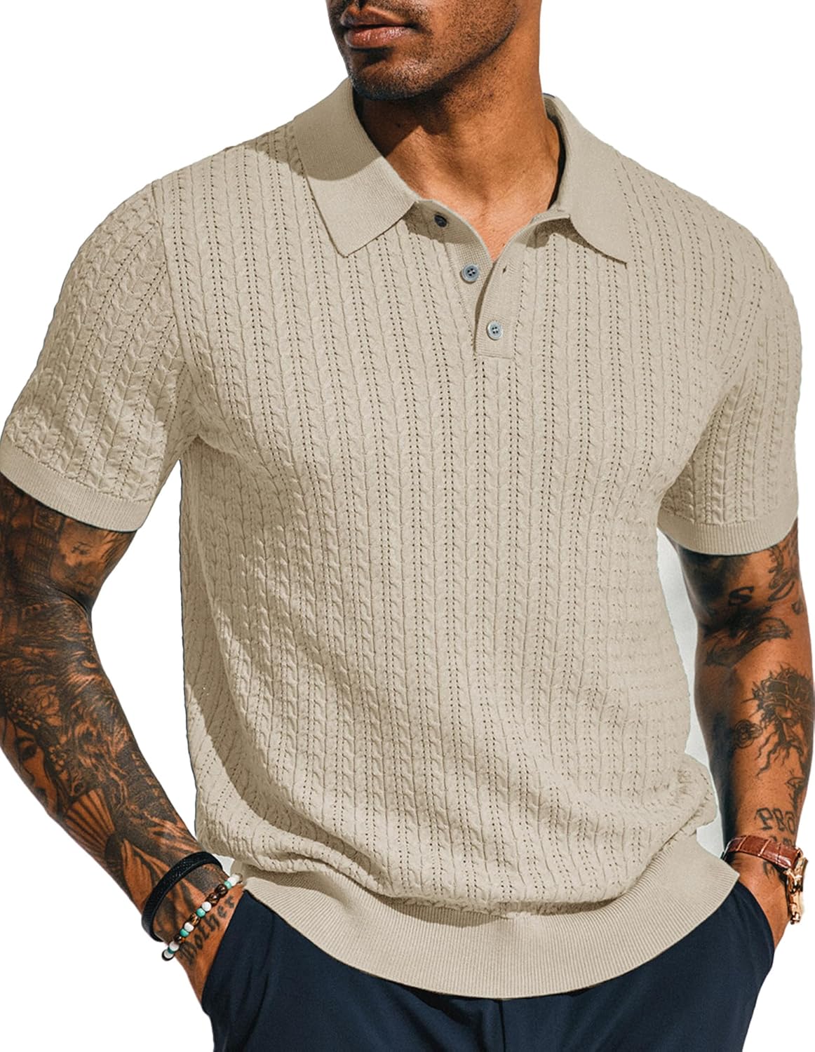 PJ PAUL JONES Mens Knit Polo Shirt for Stylish Comfort