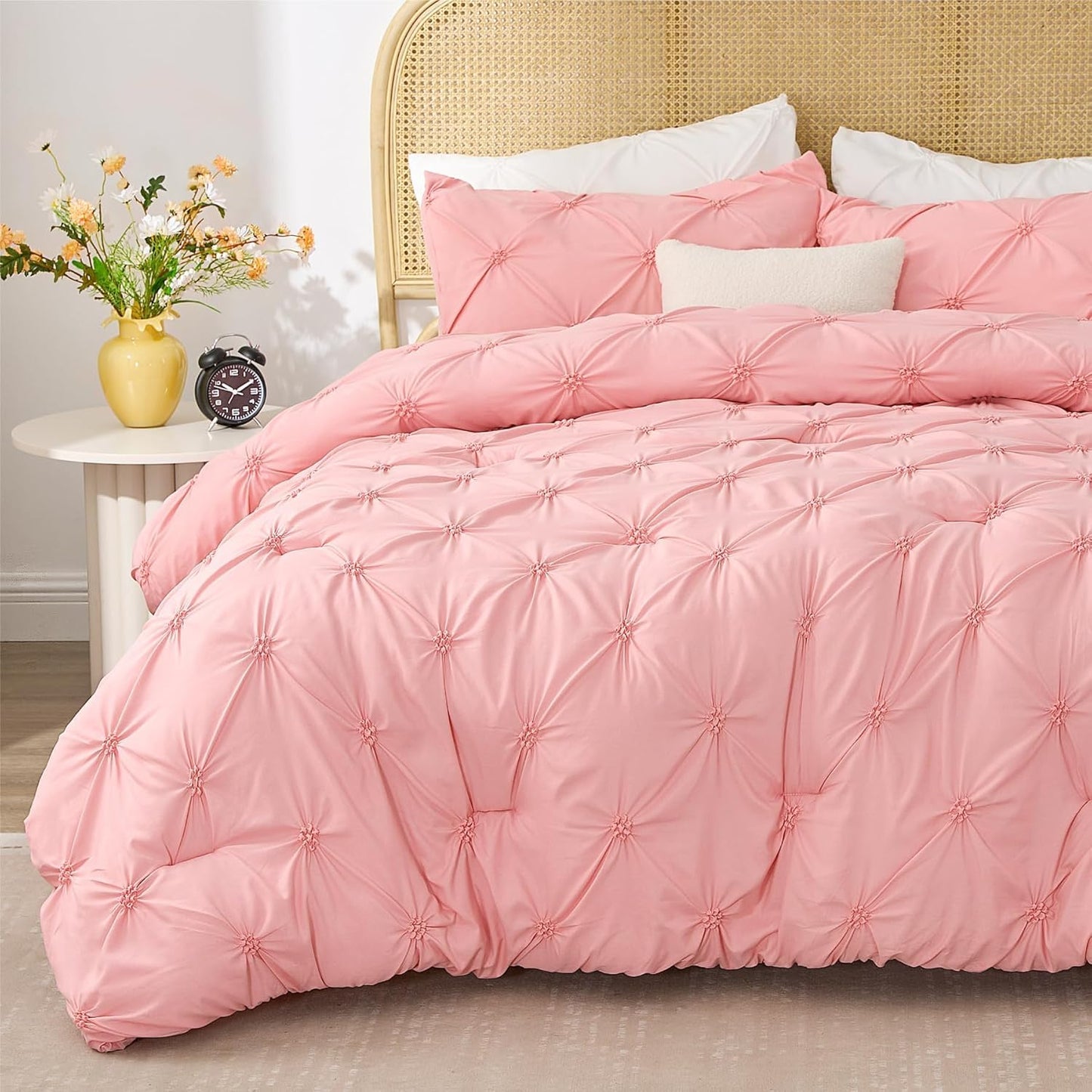 BEDELITE California King Comforter Set - Boho Pintuck Bedding