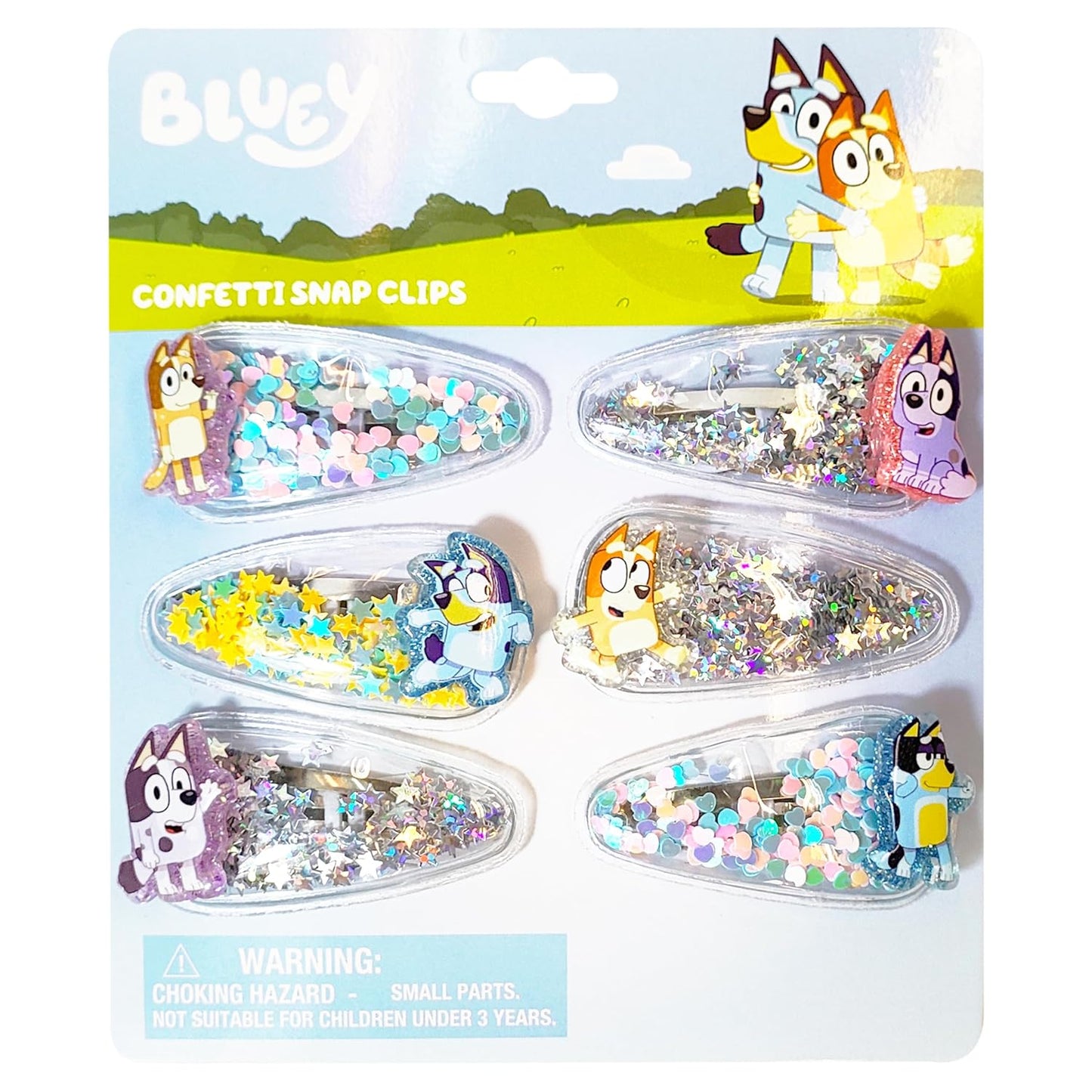 Bluey Character Hair Clips Set, Magical Confetti, Ages 3+