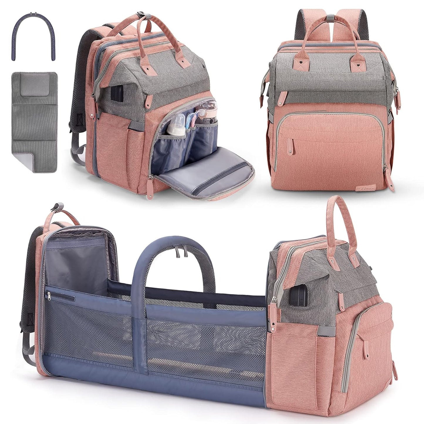 DERJUNSTAR Baby Diaper Bag Backpack with Changing Station
