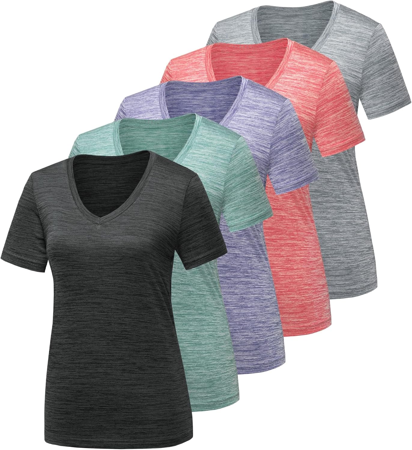 Moisture Wicking Workout Shirts for Women - CE' CERDR 5/7 Pack