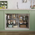 Under Sink Pot and Pan Organizer - Adjustable Expandable Cabinet Rack