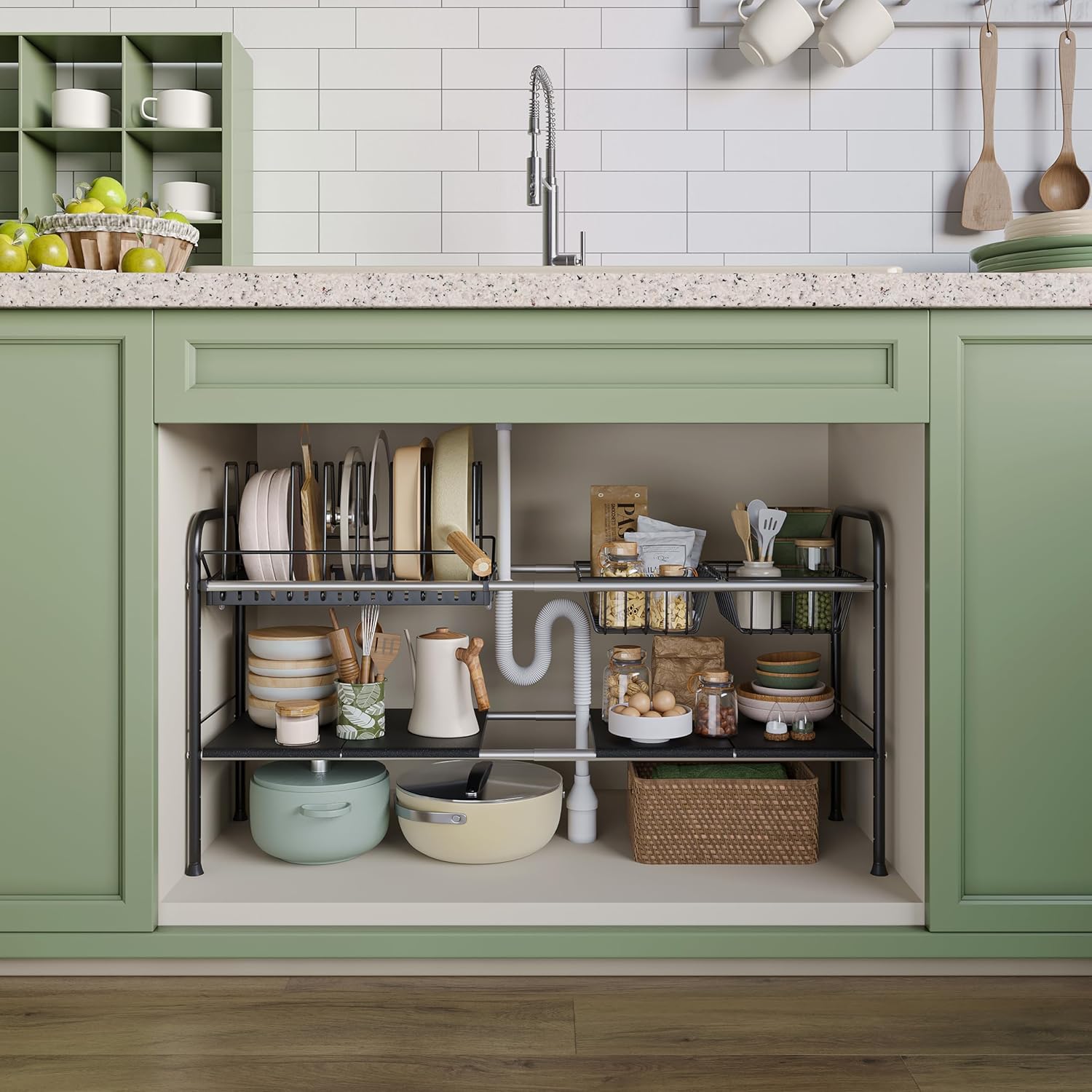NETEL Adjustable Under Sink Organizers for Kitchen Storage