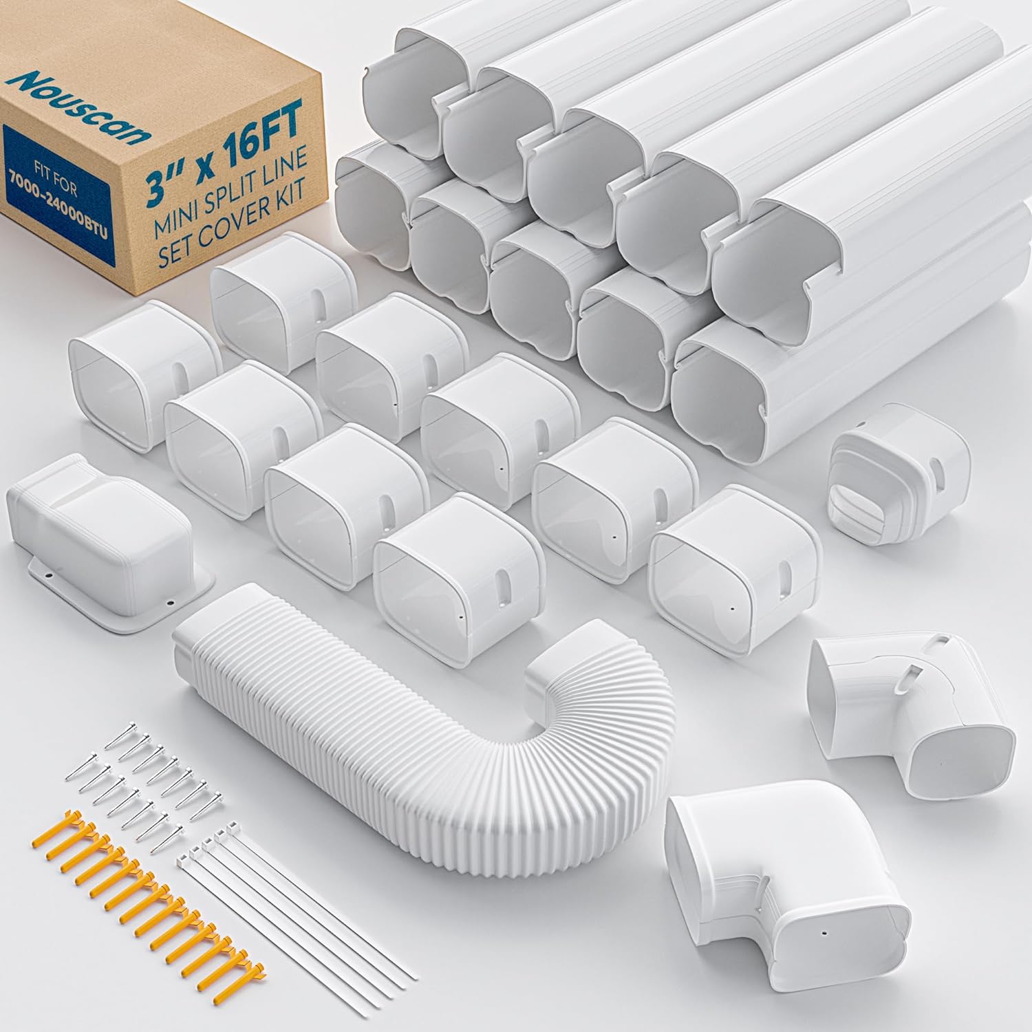 Upgrade Mini Split Line Set Cover - Paintable & Flexible - White