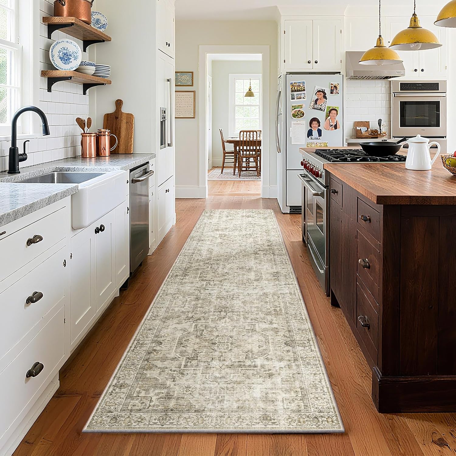 Machine Washable Kitchen Runner Rugs for Hallways and Entryways