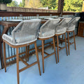 PURPLE LEAF Bar Stools Bar Height Set of 4 - All-Weather Wicker Rattan