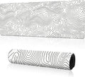 Topographic White Gaming Mouse Pad 12 x 31.5in - Extended Desk Mat