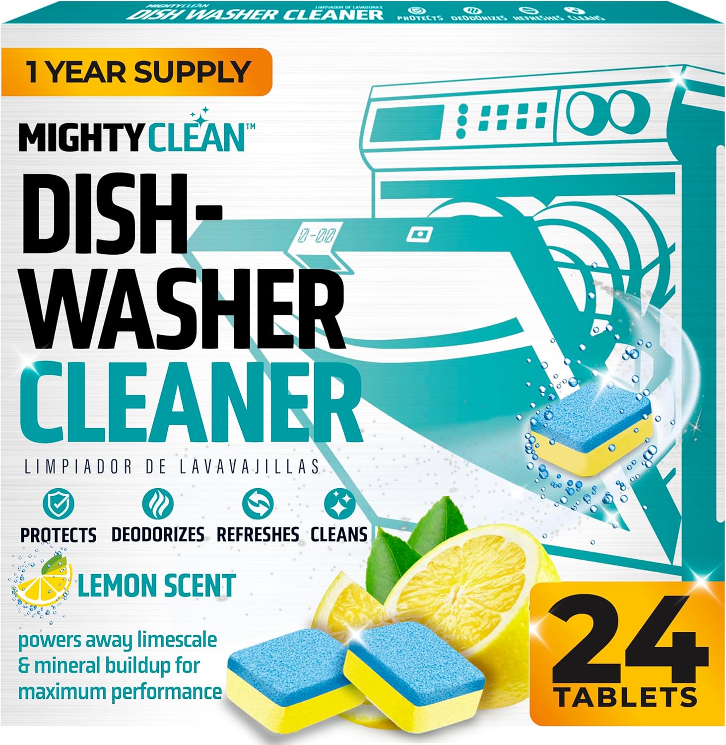 1 Year Supply Dishwasher Cleaner - Deep Clean Tablets - MIGHTY CLEAN