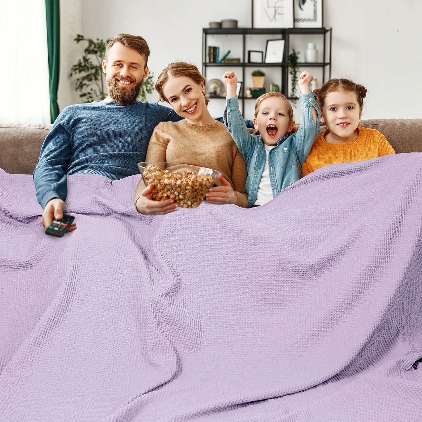 PHF Pre-Washed Cotton Waffle Weave Blanket - Oversized King Size