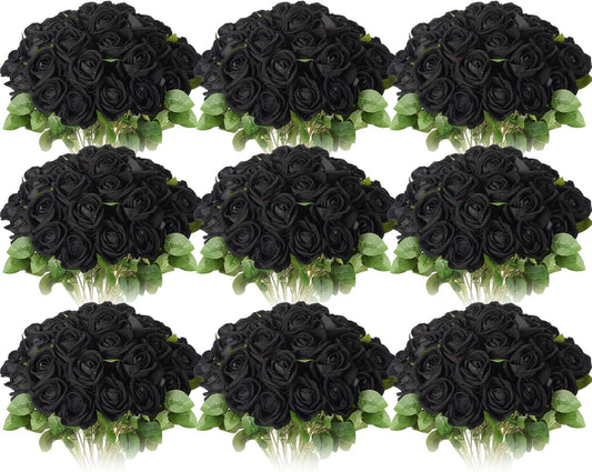 100 Pieces Artificial Black Roses for Wedding Party Decor