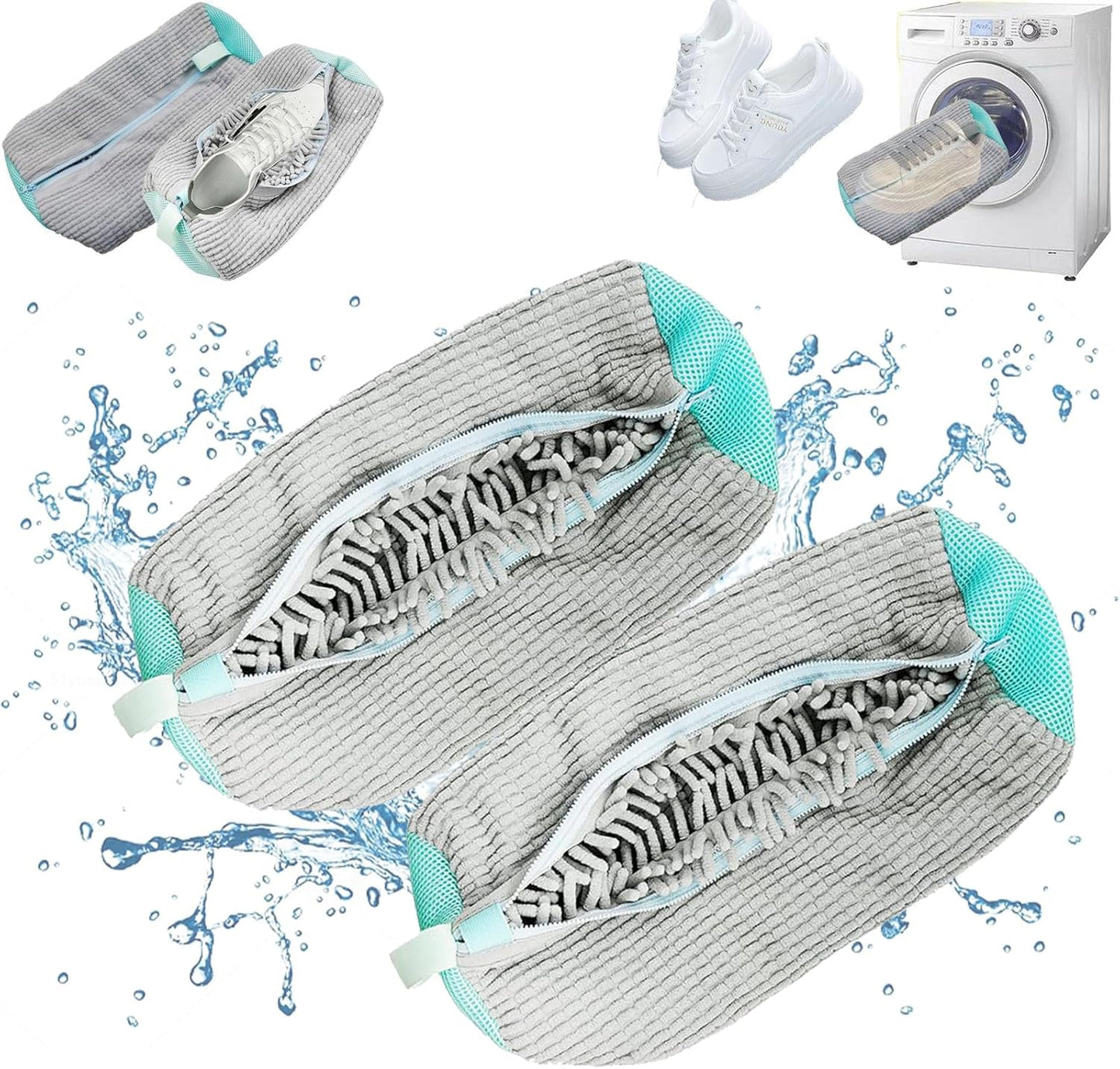 Ultimate Shoe Washing Bag - Reusable, All Sizes - Yellow/Grey