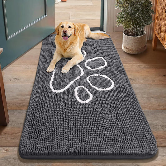 Smiry Dog Door Mat for Muddy Paws - Absorbent Chenille Rug