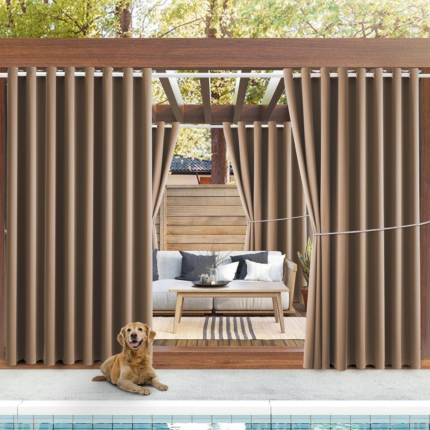 Outdoor Patio Curtain Waterproof Darkening Thermal Insulated