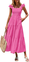 Women's Summer Maxi Dress by PRETTYGARDEN with Square Neck and Pockets