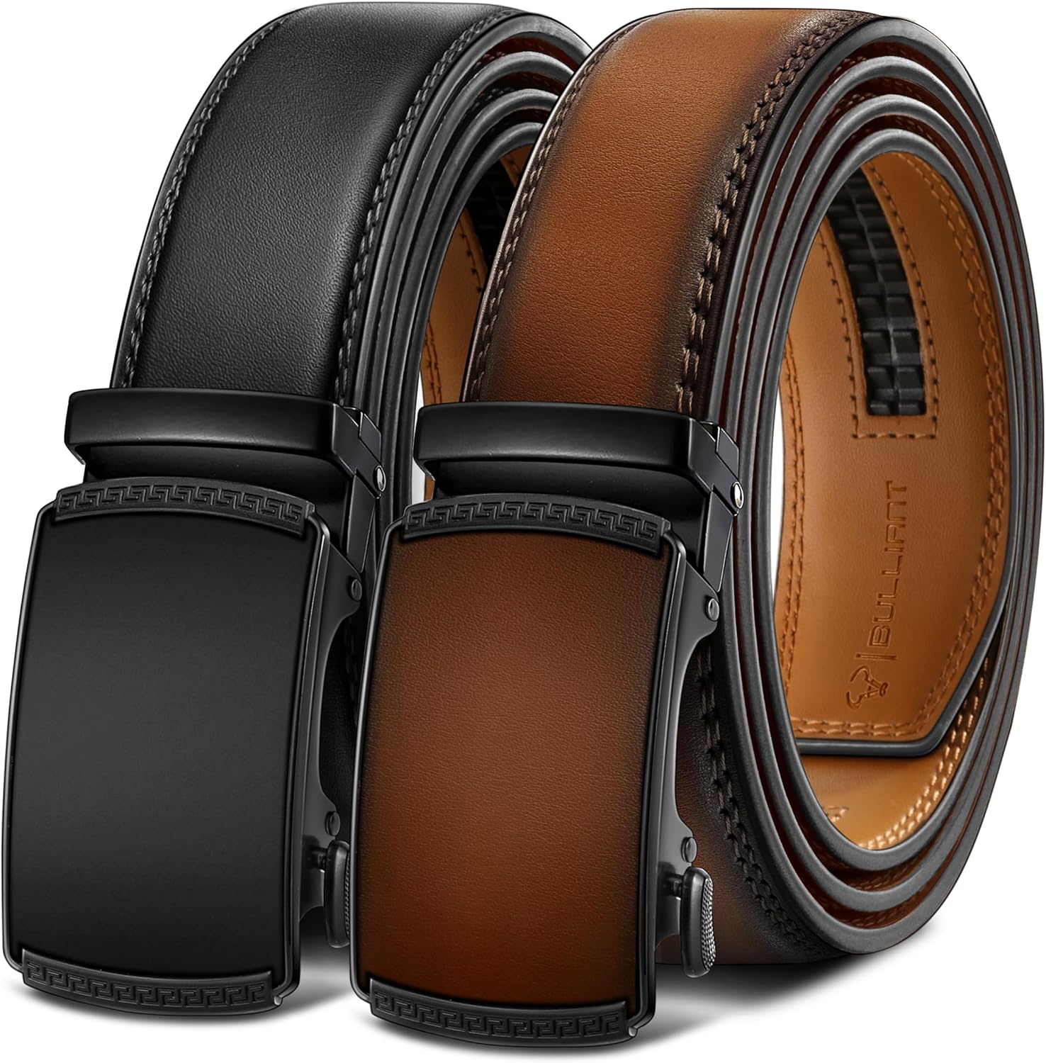 BULLIANT Men Belts 2 Pack Adjustable Ratchet Sliding Design