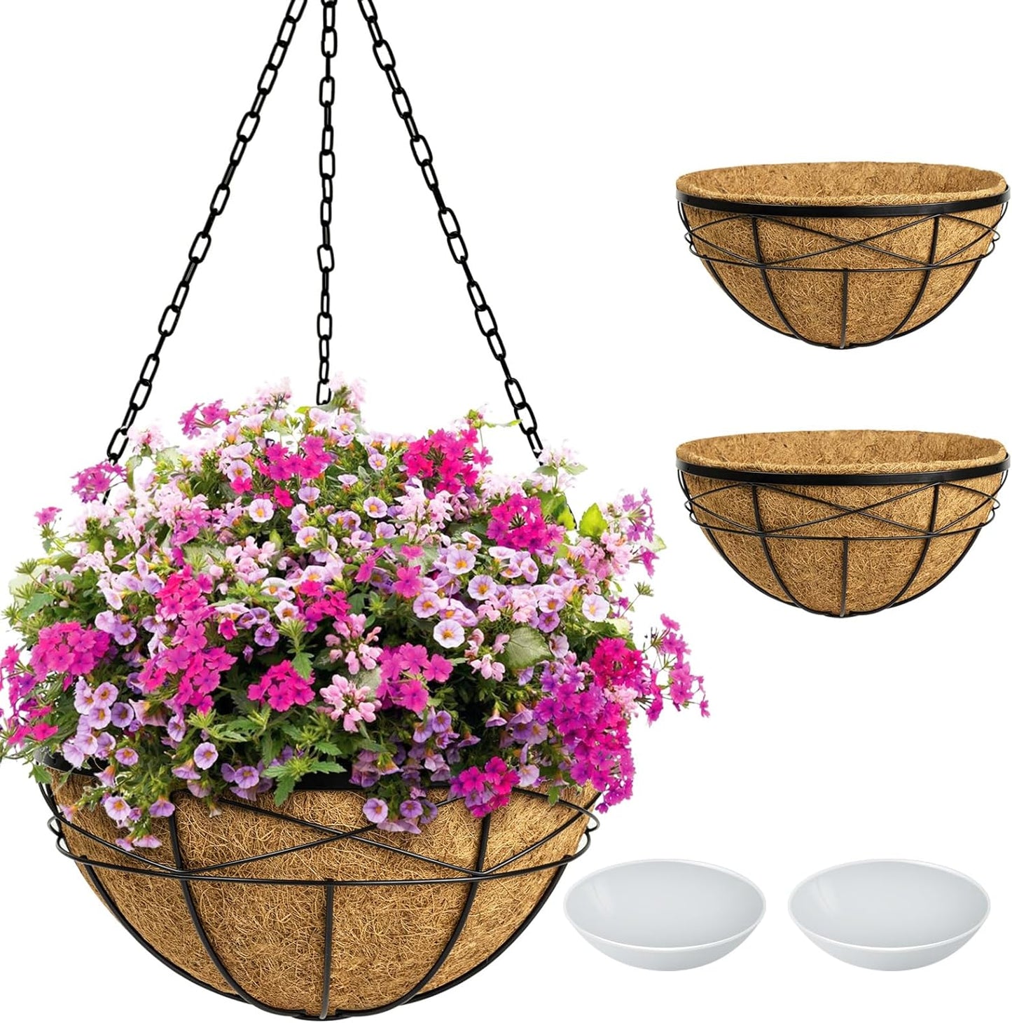 20 Inch Extra Large Deep Hanging Planters for Outdoor Plants