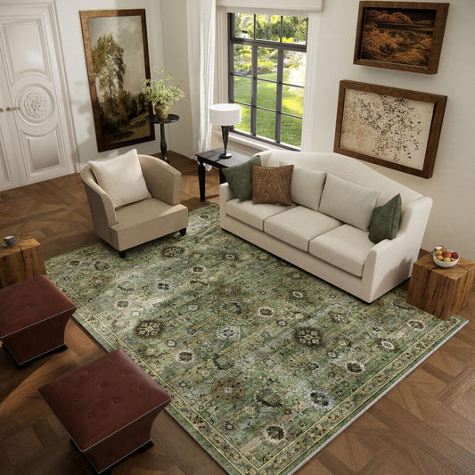 Washable Area Rugs for Living Room: Soft Boho Vintage Design