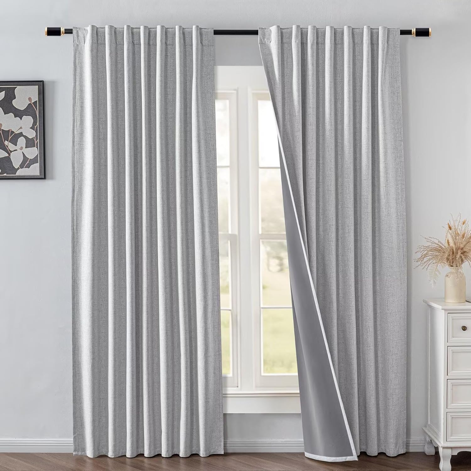 100% Blackout Curtains 108 Inches Long for Bedroom Privacy