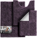 Chenille Bath Mat Set - Soft Non-Slip Bathroom Rugs in Purple