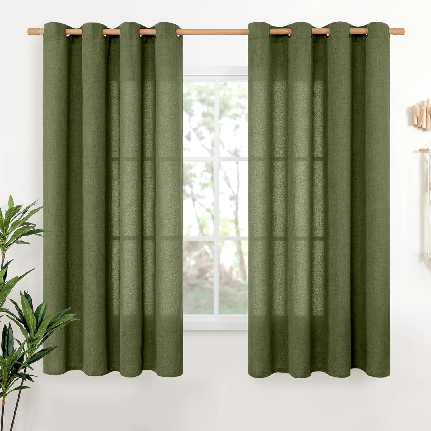 YoungsTex Olive Linen Curtains for Living Room and Bedroom