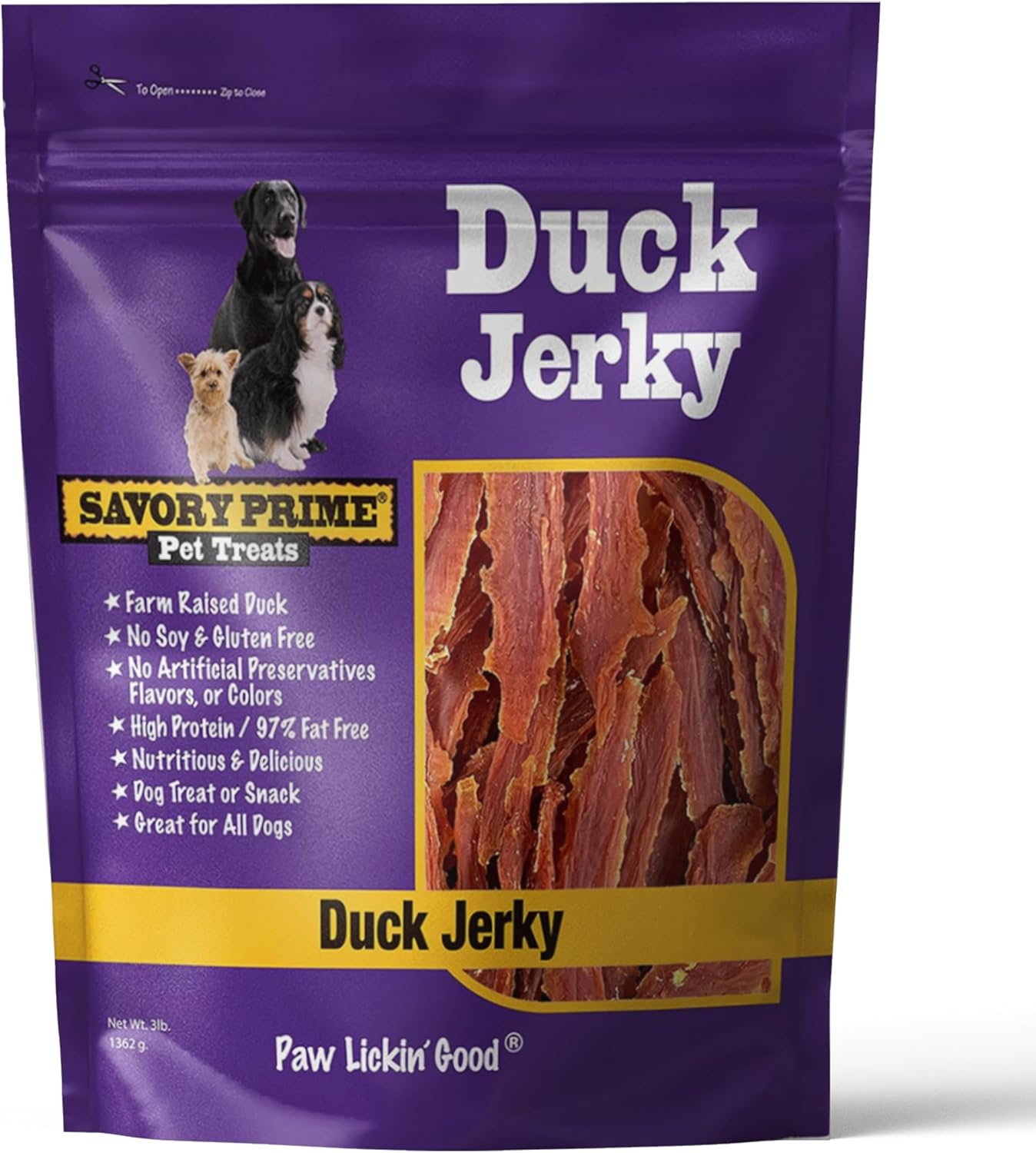 Savory Prime Duck Jerky Dog Treats - Healthy High Protein Snack