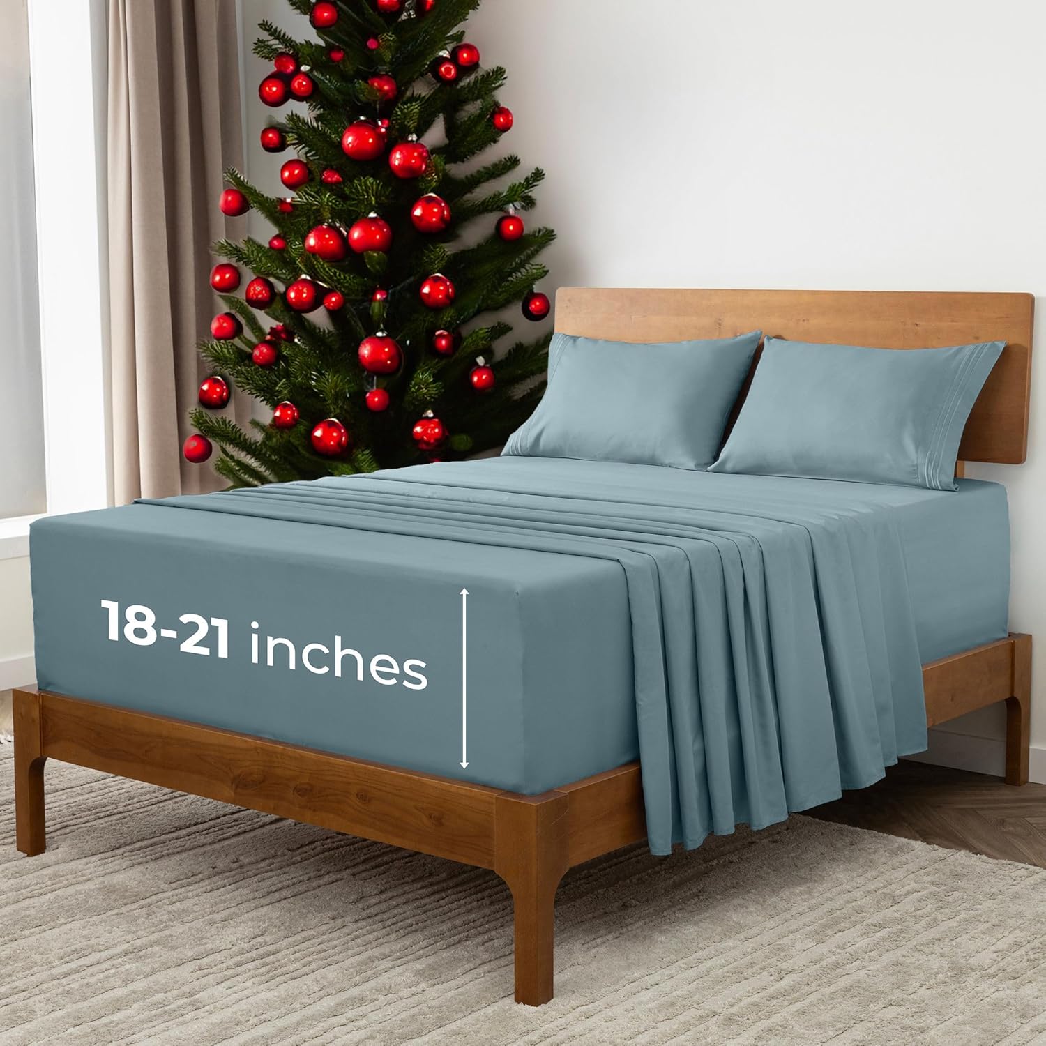 Mellanni Extra Deep Split King Sheets - Luxury Bedding Set