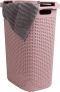 Mind Reader 60L Slim Laundry Hamper with Lid - Space-Saving Wicker
