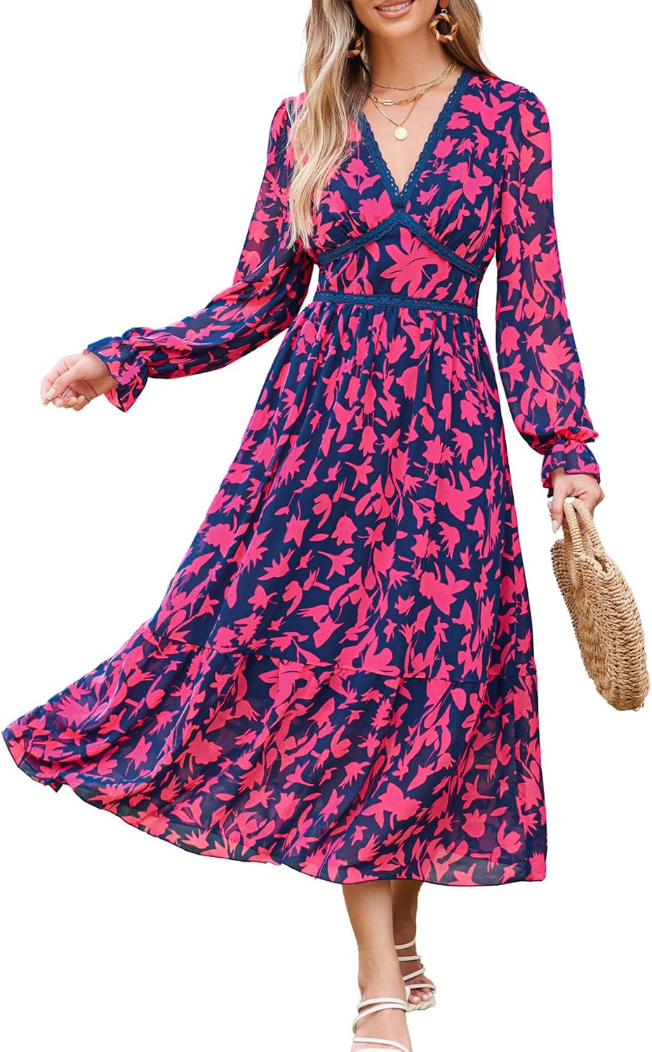 Women's Spring Wrap Maxi Dress for Weddings and Casual Events