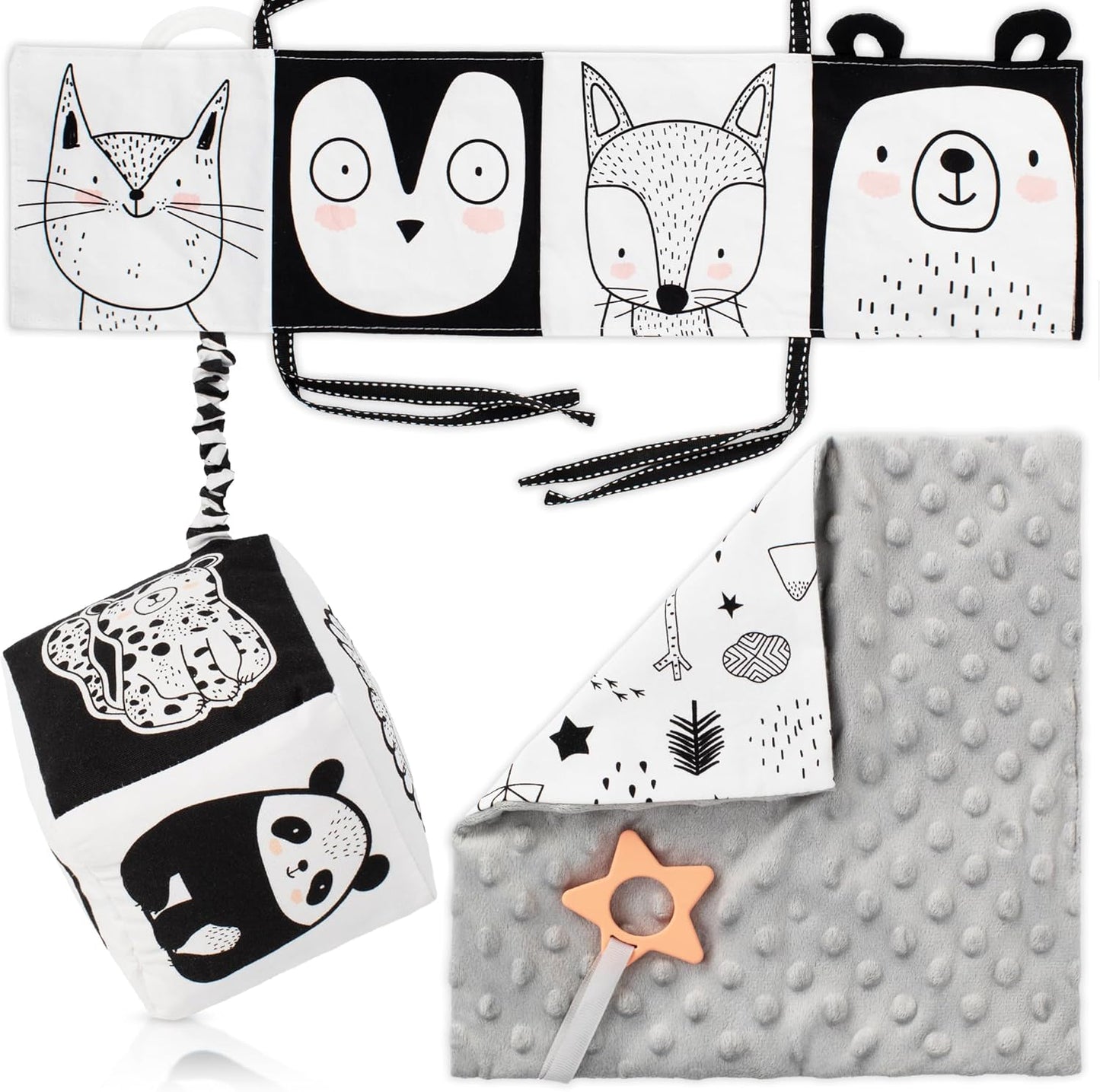 Stimulating Tummy Time Set - Black & White Sensory Toys