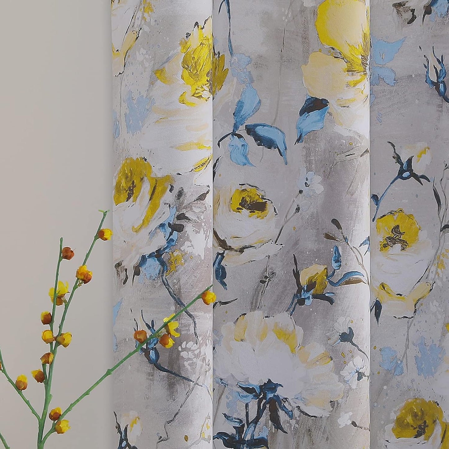Floral Blackout Curtains for Living Room - Vintage Style Drapes