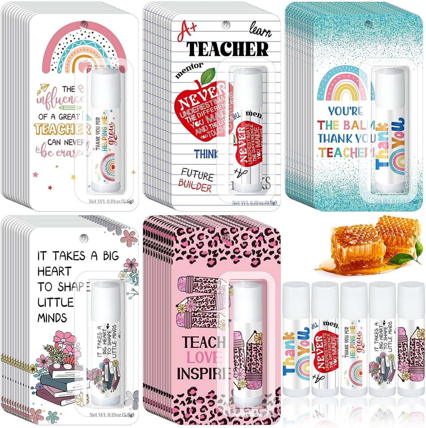 60 Pack Christmas Teacher Appreciation Gifts Bulk Lip Balms