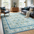 Zentavio 5x7 Washable Area Rug - Vintage Floral Low Pile
