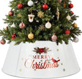 White Metal Christmas Tree Collar 27in - Farmhouse Tree Ring