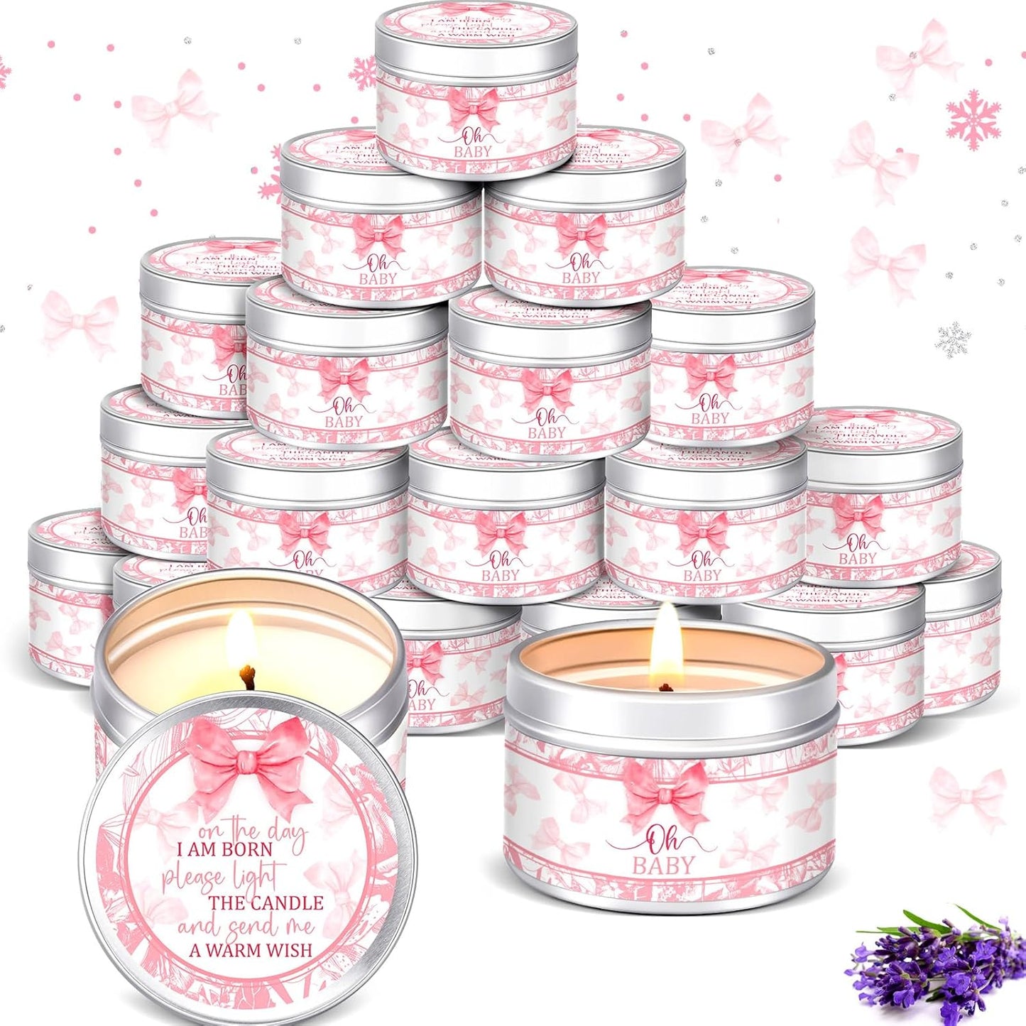 Lavender Scented Baby Shower Favors Candles for Guests